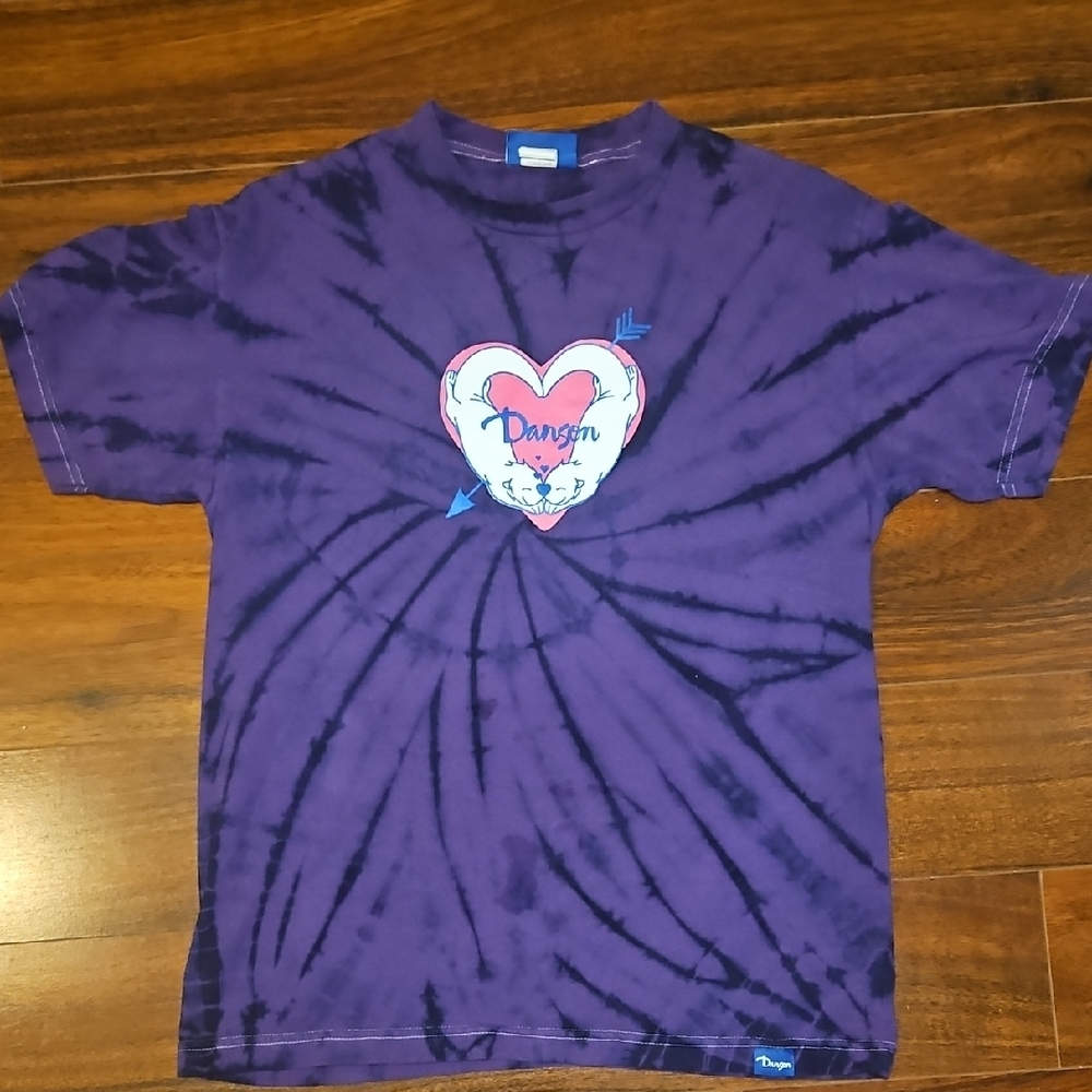 Danson Purple Tie-Dye Otter Heart Graphic Tee - Picture 3 of 7